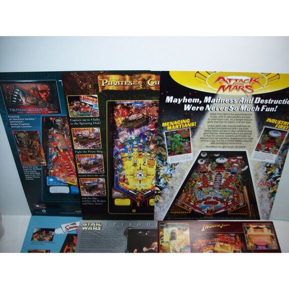 Pinball FLYERS Star Wars Pirates Indiana Jones T3 Simpsons Attack From Mars #38 - Picture 4 of 4
